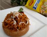 A picture of step 8 of "Schezwan Maggi with Baked Bread Bowl".