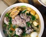 Hình bước làm 3 của món Bún mọc thịt chân giò