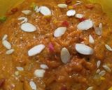 A picture of step 3 of Jaggery Moong halwa.