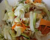 Foto del paso 3 de la receta Nidos de Tagliatelle con verduras jamón y nata