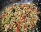 A picture of step 3 of Roti chivda (leftover chapati chura).