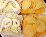 A picture of step 3 of My Chedder Cheese Cob with cheese+Onion Crisp and Soft cheese🤗.