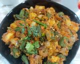 A picture of step 9 of Achary masala ladyfingers potato.