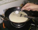 A picture of step 5 of Besan ka sheera.