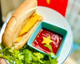 A picture of step 2 of 🍳Egg Bánh Mì with Vietnamese Flag Design 🇻🇳.