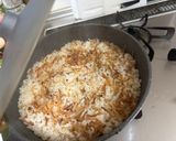 A picture of step 4 of Fried Beef and Shrimp Rice on the Table.