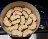 A picture of step 8 of Roasted Cornish Hens over French Breads with a Rich Creamy Top.