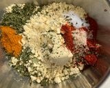 A picture of step 1 of Besan Cheela with Kasuri Methi.