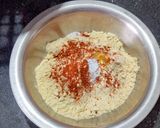 A picture of step 1 of Bharwan Mirchi Pakora.