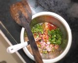 A picture of step 1 of Sweet Maska Bun with omelette and tea.