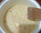 Foto langkah ke 4 dari resep BUBUR TIM CHEESY SALMON || Menu Lengkap 4 bintang ⭐⭐⭐⭐ 7 Month.