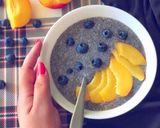 A picture of step 3 of Blueberry Peach Chia Pudding.