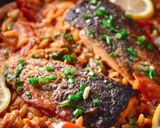 A picture of step 3 of My One Pan Salmon With Creamy Tomato Orzo 🐟🍅.