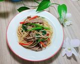 Hình bước làm 8 của món Mì Spaghetti xào thịt bò & rau củ