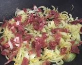 Foto del paso 3 de la receta Acelgas y espinacas salteadas con setas y jamón ibérico