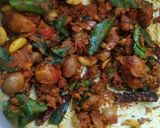 A picture of step 1 of Chettinad fish curry.