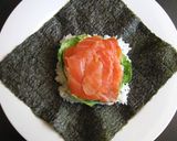 A picture of step 2 of Smoked Salmon ‘Onigirazu’ (Rice Sandwich).