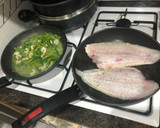 Foto del paso 4 de la receta: Lenguado a la plancha con salteado de trigueros y gambas