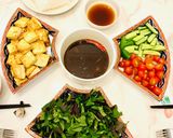 Hình bước làm 8 của món Bún đậu hũ xì dầu với rau thơm chay