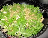A picture of step 3 of Yaki Udon with Mizuna and Chicken Breast.