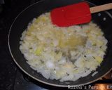 A picture of step 1 of Brussels sprouts soup.