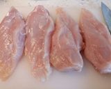 A picture of step 2 of Sicilian pesto stuffed chicken.