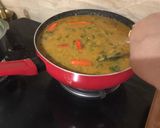A picture of step 10 of Sindhi Style: 'Lal Math' or 'Lal Saag Dal'.