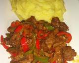 Mashed potatoes and beef stir fry