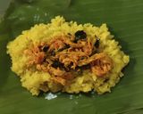 Foto langkah ke 8 dari resep Naskun Bakar (Nasi Kuning Ayam Suwir Kemangi Bakar) | Nasi Bakar.