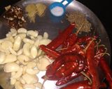 A picture of step 1 of Lehsun ki chutney (Rajasthani style)/ garlic chutney.