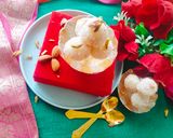 A picture of step 4 of COCONUT LADDU (Milkmaid Coconut Laddu).