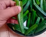 A picture of step 2 of Kurkuri bhindi.