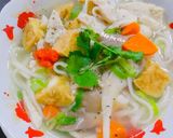 Hình bước làm 5 của món Bánh canh chay sườn chay gà,đậu hủ và nấm bào ngư