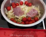 A picture of step 3 of Albacore Tuna Steaks caramelized cherry tomatoes & onions EASY.