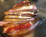 Une image de l'étape 12 de Aubergines graffiti farcies jambon oignon tomates et mozzarella di buffala.