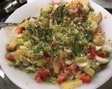 Une image de l'étape 18 de Salade tiède de pommes de terre et asperges au lard, tomates et oignon doux.