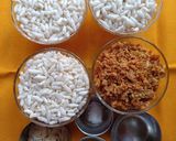 A picture of step 1 of Puffed Rice Jaggery Tikki.