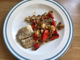 Cod with mushroom and red pepper