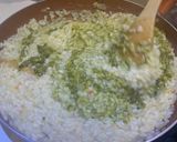 A picture of step 8 of Vishal’s pesto risotto.