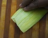 A picture of step 6 of Salsa stuffed Corn Tamales.