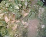 A picture of step 1 of Bok Choy in a broth.