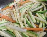 A picture of step 12 of Roasted Chicken Thigh with Green Spaghetti and Sautéed Vegetables.