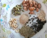 A picture of step 1 of Kesar Thandai.