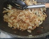 A picture of step 3 of Bhindi gosht.