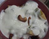 A picture of step 2 of Chopped Apple with cashew nuts, Almond nuts and yoghurt.