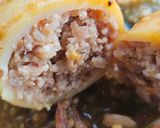 Foto del paso 13 de la receta Calamares rellenos de langostinos y sepia en salsa de langostinos y crujiente de almendras