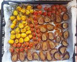 A picture of step 1 of Crostoni with Figs and Confit Cherry Tomatoes.