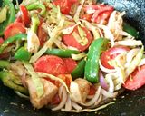 A picture of step 3 of Chicken and Veggie Stir fry with rice 😋.