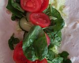 A picture of step 4 of Giant Breaded chicken Wrap & Salad. 💜.