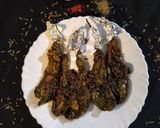 A picture of step 7 of Bharwa baigan.